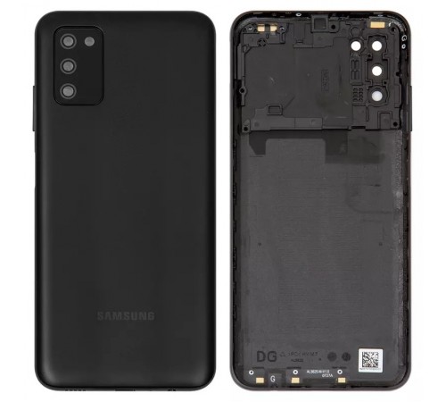 Задняя панель корпуса для Samsung A037F Galaxy A03s, черная + стекло камеры Задняя панель корпуса для Samsung A037F Galaxy A03s, черная + стекло камеры