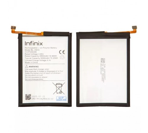Акумулятор BL-49HX для Infinix Hot 20 5G (X666), Li-Polymer, 3,85 В, 5000 мАг, Original (PRC) Акумулятор BL-49HX для Infinix Hot 20 5G (X666), Li-Polymer, 3,85 В, 5000 мАг, Original (PRC)