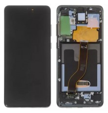 Дисплей для Samsung G985 Galaxy S20 Plus, G986 Galaxy S20 Plus 5G, черный, с фронтальной камерой, с рамкой, Original (PRC), cosmic black