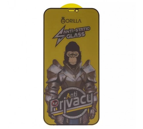 Защитное стекло для Apple iPhone 12 Pro Max, совместимо с чехлом, Full Glue, Anti-Static, Anti-Peeping, черный, gorilla
