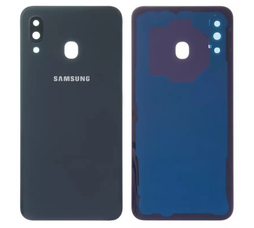 Задня панель корпусу для Samsung A305F/DS Galaxy A30, чорна + скло камери Задня панель корпусу для Samsung A305F/DS Galaxy A30, чорна + скло камери