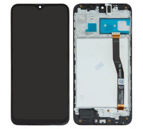 Дисплей для Samsung M205 Galaxy M20, черный, с рамкой, Оригинал (переклеено стекло)