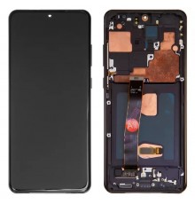 Дисплей для Samsung G988 Galaxy S20 Ultra, черный (Cosmic Black), с рамкой, Оригинал (переклеено стекло)
