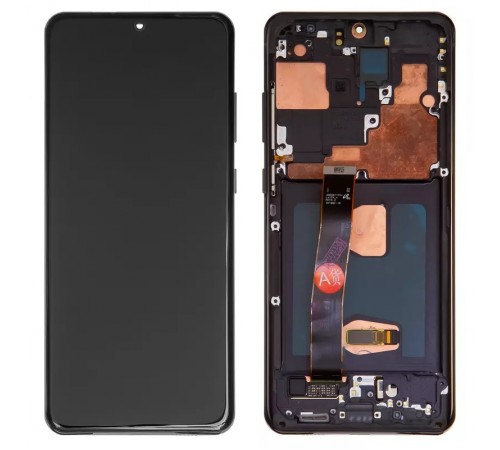 Дисплей для Samsung G988 Galaxy S20 Ultra, чорний (Cosmic Black), з рамкою, Оригінал (переклеєне скло)