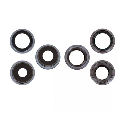 Скло камери для iPhone 13 Pro, 13 Pro Max, голубе, з рамкою, комплект 3 шт.