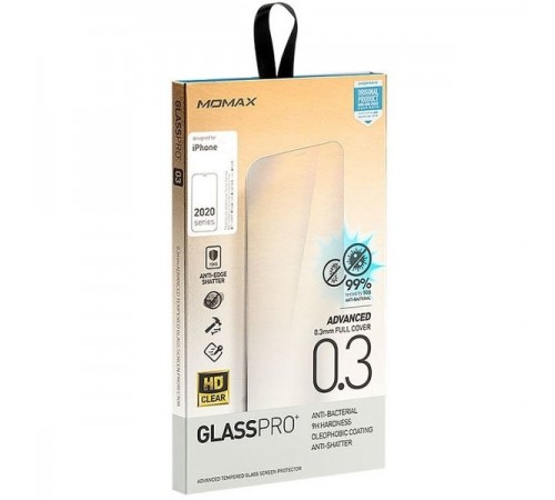 Защитное стекло для Apple iPhone 12 mini, 0.3mm, Glass Pro+ Anti-Bacterial Screen Protector, Momax (PZAP20SBS1T), прозрачное