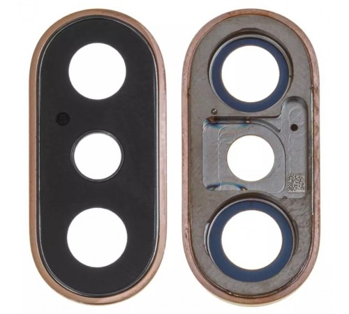 Скло камери для iPhone XS, золотисте, з рамкою