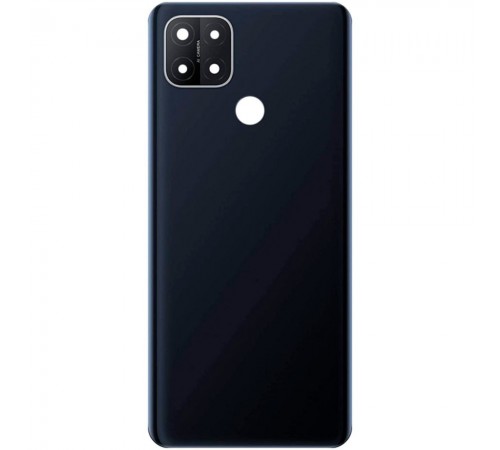 Задня панель корпусу для Oppo A15, A15s, A35, чорна (Dynamic Black) + скло камери