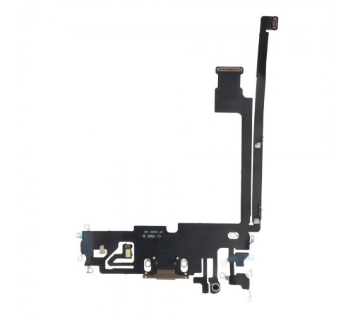 Шлейф для iPhone 12 Pro Max, конектора зарядки, золотистий, з мікрофоном, з компонентами, Original (PRC)