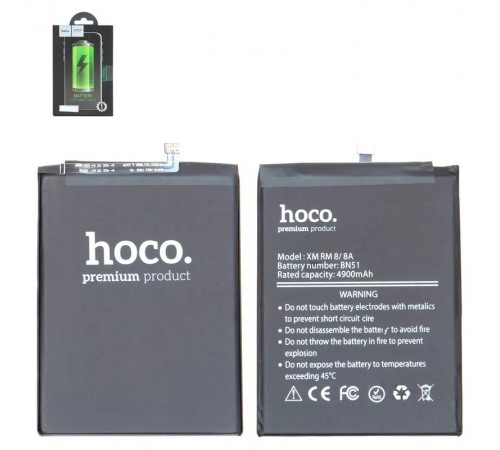 Акумулятор Hoco BN51 для Xiaomi Redmi 8, Redmi 8A, Li-Polymer, 3,85 В, 4900 мАг