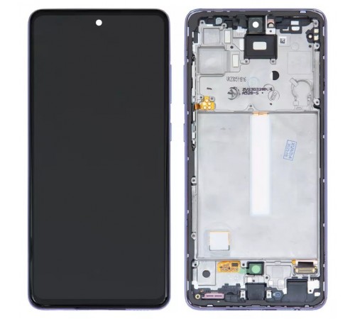 Дисплей для Samsung A525 Galaxy A52, A526 Galaxy A52 5G, фіолетовий, з рамкою, Оригінал (переклеєне скло)