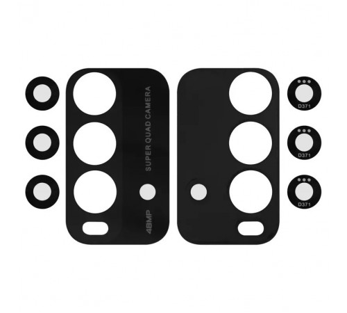 Скло камери для Xiaomi Redmi 9T, чорне, без рамки, комплект 4 шт.