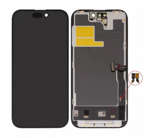 Дисплей для iPhone 14 Pro, черный, с рамкой, High Copy без микросхемы, (OLED), OEM soft
