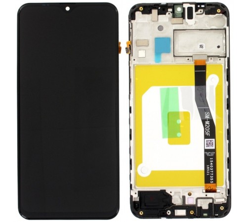 Дисплей для Samsung M205 Galaxy M20, чорний, з рамкою, High Copy (OLED)