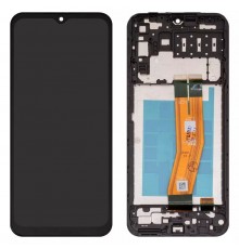 Дисплей для Samsung A145 Galaxy A14, черный, Best copy, с рамкой, High Copy с желтым шлейфом