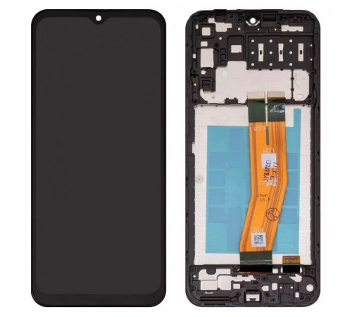 Дисплей для Samsung A145 Galaxy A14, черный, Best copy, с рамкой, High Copy с желтым шлейфом