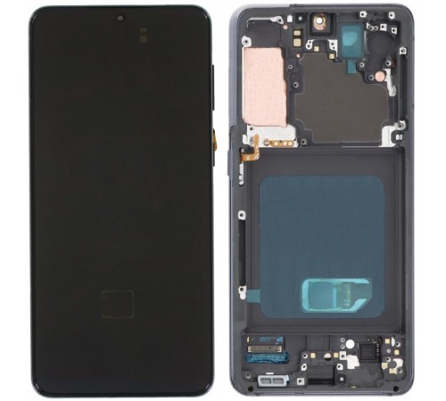 Дисплей для Samsung G991 Galaxy S21 5G, сірий (Phantom Gray), з рамкою, High Copy (OLED) 