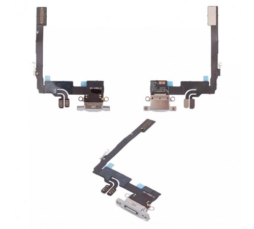 Шлейф для iPhone 16 Pro, коннектора зарядки, белый, с микрофоном, High Copy white titanium