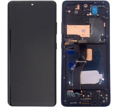 Дисплей для Samsung G998 Galaxy S21 Ultra 5G, чорний (Phantom Black), з рамкою, Copy (TFT)