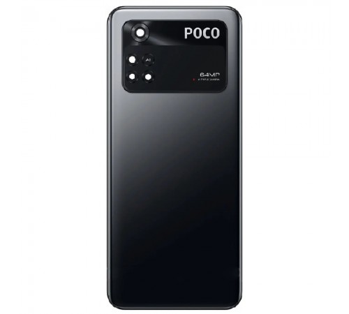 Задняя панель корпуса для Xiaomi Poco M4 Pro 4G, черная (Power Black) + стекло камеры