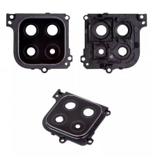 Скло камери для Samsung A226 Galaxy A22 5G, чорне, з рамкою