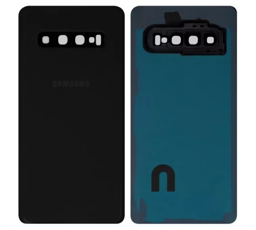Задняя панель корпуса для Samsung G973 Galaxy S10, черная (Prism Black) + стекло камеры Задняя панель корпуса для Samsung G973 Galaxy S10, черная (Prism Black) + стекло камеры
