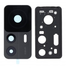 Стекло камеры для Xiaomi 12T, черное, с рамкой