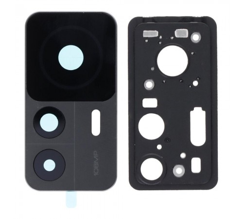 Стекло камеры для Xiaomi 12T, черное, с рамкой