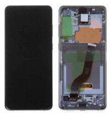 Дисплей для Samsung G985 Galaxy S20 Plus, G986 Galaxy S20 Plus 5G, серый, с фронтальной камерой, с рамкой, Original, сервисная упаковка, cosmic grey, #GH82-22134E/GH82-22145E