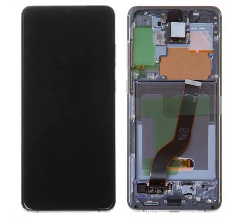 Дисплей для Samsung G985 Galaxy S20 Plus, G986 Galaxy S20 Plus 5G, серый, с фронтальной камерой, с рамкой, Original, сервисная упаковка, cosmic grey, #GH82-22134E/GH82-22145E