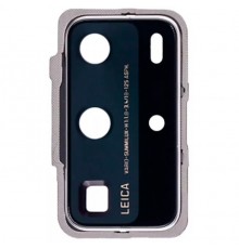 Скло камери для Huawei P40 Pro, сріблясте, з рамкою