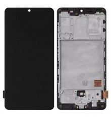 Дисплей для Samsung A415 Galaxy A41, чорний, з рамкою, High Copy (OLED)