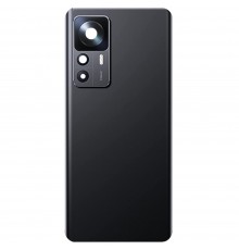 Задняя панель корпуса для Xiaomi 12T, 12T Pro, черная (Black), Copy + стекло камеры