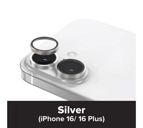 Захисне скло камери для Apple iPhone 16, iPhone 16 Plus, Camera Armor Pro Sapphire Lens Protector, Silver, X-One