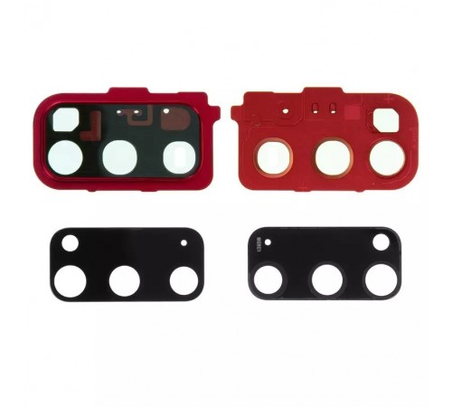 Скло камери для Samsung G980 Galaxy S20, червоне (Aura Red), з рамкою