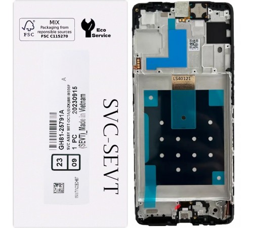 Дисплей для Samsung M556 Galaxy M55, черный, с рамкой, Original, сервисная упаковка, #GH81-25791A