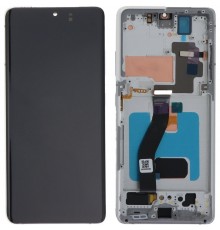 Дисплей для Samsung G998 Galaxy S21 Ultra 5G, сріблястий (Phantom Silver), з рамкою, High Copy (OLED)