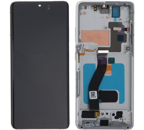 Дисплей для Samsung G998 Galaxy S21 Ultra 5G, серебристый (Phantom Silver), с рамкой, High Copy (OLED)