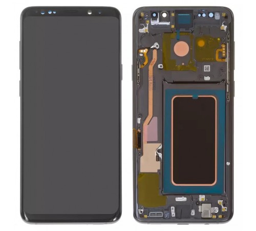 Дисплей для Samsung G965 Galaxy S9 Plus, сірий, з рамкою, Оригінал (переклеєне скло), titanium gray