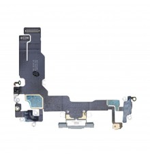 Шлейф для iPhone 15, коннектора зарядки, голубой, с микрофоном, Original (PRC)
