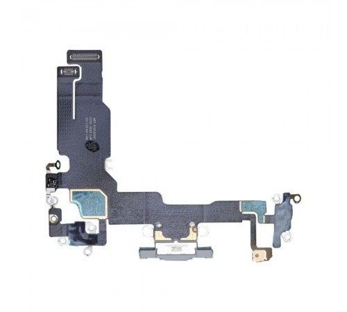 Шлейф для iPhone 15, коннектора зарядки, голубой, с микрофоном, Original (PRC)