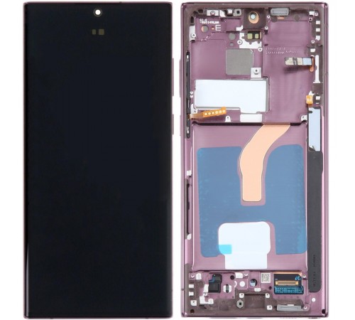 Дисплей для Samsung S908B Galaxy S22 Ultra 5G, бордовый (Burgundy), с рамкой, Original (PRC), #GH82-29021B