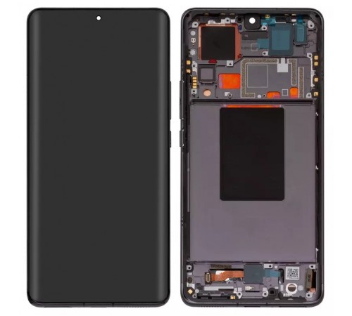 Дисплей для Xiaomi 12 Pro, черный, с рамкой, Оригинал (переклеено стекло), 2201122C, 2201122G