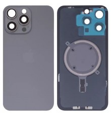 Задня панель корпусу для iPhone 15 Pro Max, сіра + скло камери, High Copy natural titanium