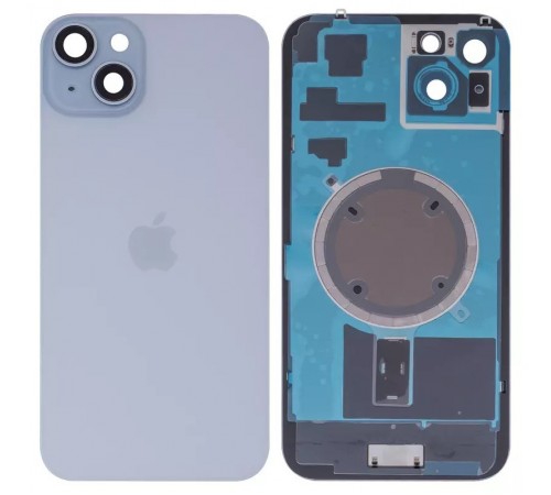 Задняя панель корпуса для iPhone 15 Plus, голубая + стекло камеры, High Copy