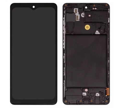 Дисплей для Samsung A715 Galaxy A71, чорний, з рамкою, High Copy з широким обідком, (OLED)