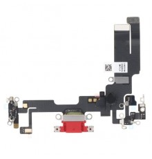 Шлейф для iPhone 14, коннектора зарядки, красный, с микрофоном, с компонентами, Original (PRC)