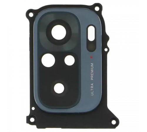 Скло камери для Xiaomi Redmi Note 10, чорне, з рамкою