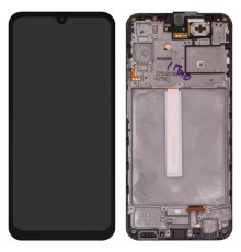 Дисплей для Samsung A256 Galaxy A25, черный, с рамкой, Оригинал (переклеено стекло)