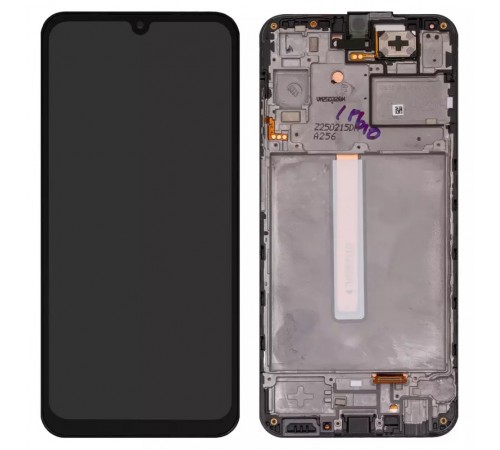 Дисплей для Samsung A256 Galaxy A25, черный, с рамкой, Оригинал (переклеено стекло)